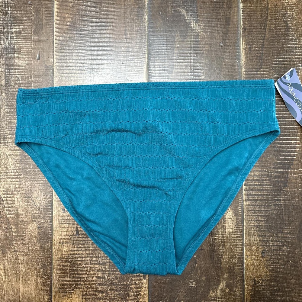 Aqua Couture Teal Full Seat Coverafe High Waisted Bikini Bottoms